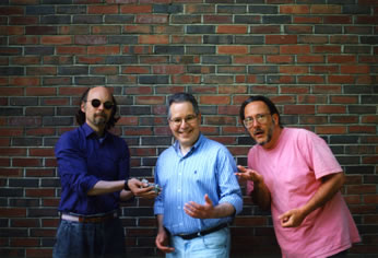 Larry Polansky (centre), flanked by Damian (left) and Kalvos (right)