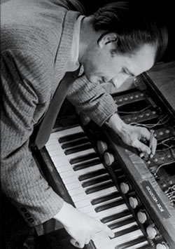 Figure 5. The author tuning his first Melochord (1947).