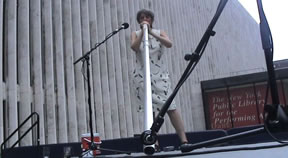 Brenda Hutchinson performing on the Long Tube instrument