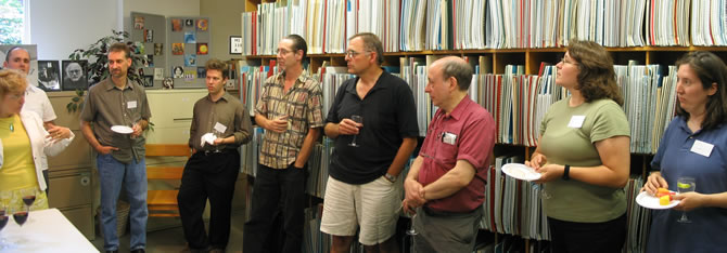 Elisabeth Bihl chatting with the Symposium guests