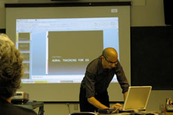 Eldad Tsabary presenting his paper “Aural Training for Electroacoustics at Concordia University”