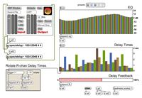 Figure 2. Max/MSP patch demonstrating basic functionality of jg.spectdelay~ object