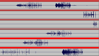 Figure 3. Excerpt of Audio example 2 in which overlapping sounds produce the impression of movement (<em>brief candle</em>).