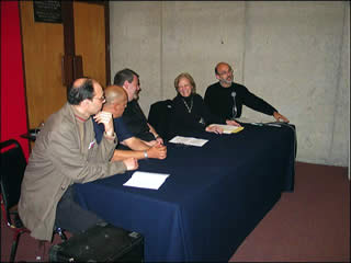 Roundtable discussion on music education and technology with (left to right) Edson Zampronha, Javier Alvarez, Daniel Schachter, Antonieta Lozano and Kavindu